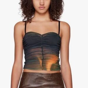 Miaou Black and Orange Ruched Top